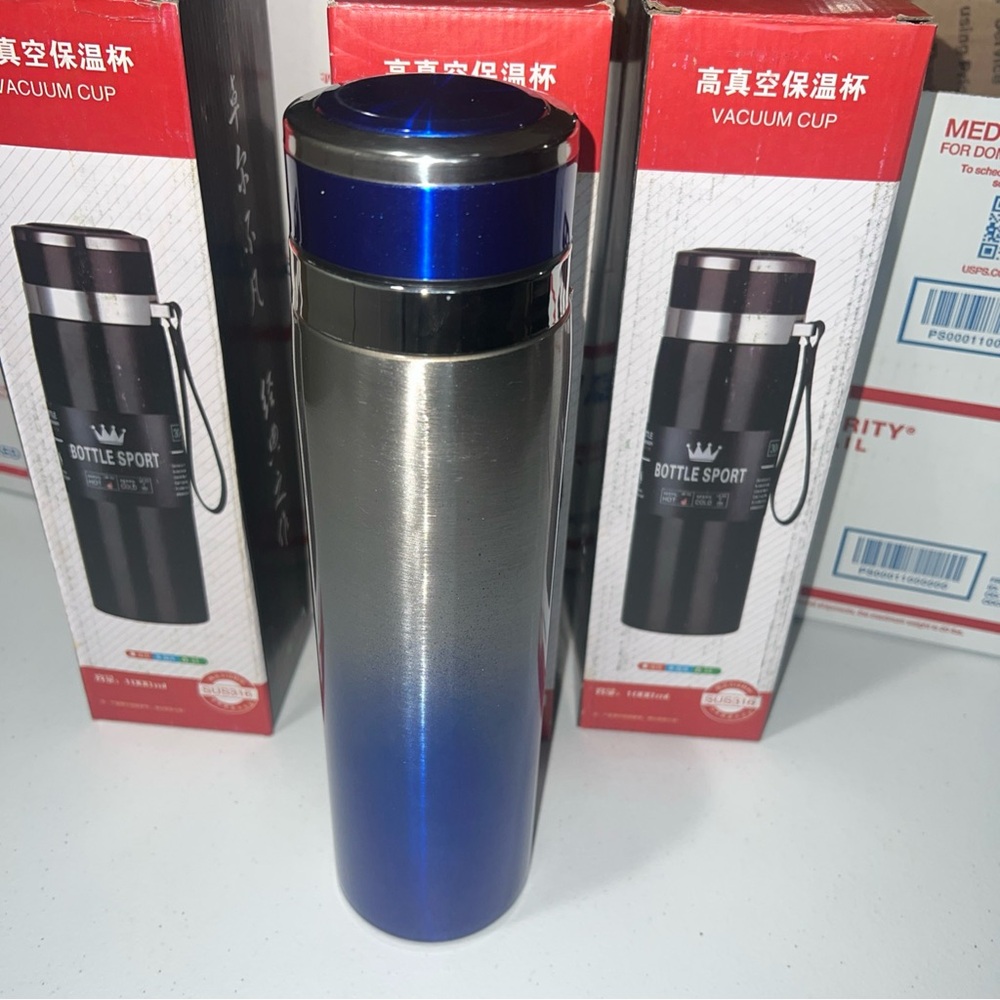 Blue and Silver Vacuum Cup